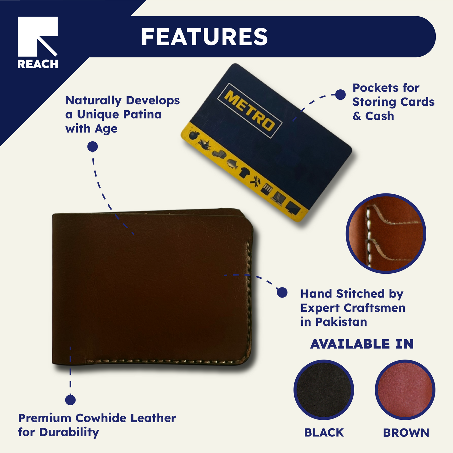Handstitched Cowhide Leather Wallet